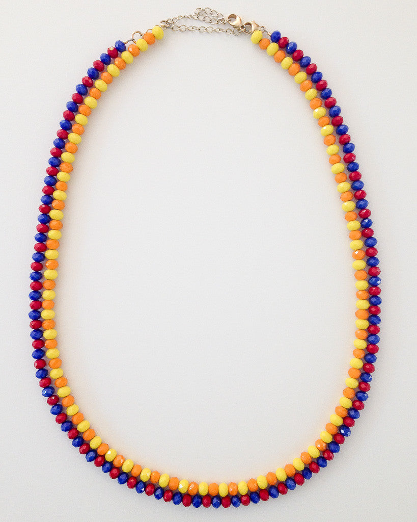 Orange & Yellow and Fourth of July II Candy Necklaces Stacked